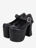 Sandales mignonne Lolita avec œillets bout rond cuir PU métallique chaussures d
