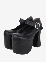 Sandales mignonne Lolita avec œillets bout rond cuir PU métallique chaussures d