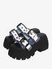 Sandales Mignonne Lolita Bleu En Cuir PU Bout Rond Chaussures Compensées D