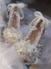 Sandales Mignonne Lolita Volants Perles Fleurs Bout Carré Tissu Élastique Beige Lolita Chaussures D