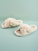Sandales Mules Plate Femmes à Fausse Fourrure Synthétique avec Bout Ouvert Croisé Unicolore Sandales Mules Plate Femmes