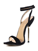Sandales noires en satin stretch poncé avec ruban haut à talon aigu