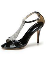 Sandales noires strass Chic Synthétique talons pour femmes