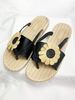 Sandales Pantoufles Abricot Bout Rond Fleurs Slip-On Flower Tongs
