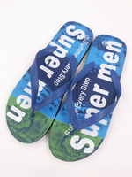 Sandales pantoufles bleues bout rond Slip-On Beach tongs