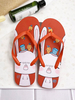 Sandales pantoufles Oragnge PVC rouge à bout rond supérieur Slip-On Beach Tongs