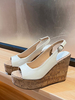 Sandales Peep Toe en cuir verni pour femmes Sandales compensées blanches