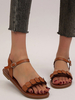 Sandales plates à bout ouvert en cuir PU pour femmes