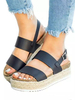 Sandales plates à enfiler pour femmes Cuir PU Bout rond