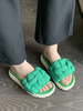 Sandales Plates En Maille À Bout Carré Pour Femmes Vert