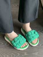 Sandales Plates En Maille À Bout Carré Pour Femmes Vert