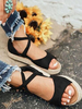 Sandales Plates Femme avec Brides Bicolores avec Bout Ouvert