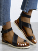 Sandales Plates Femme avec Brides en Cuir Synthétique avec Boucles