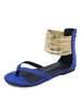 Sandales plates femme tons bleu en micro daim