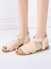 Sandales Plates Femmes à Cuir Synthétique Femmes avec Bout Ouvert Unicolore Sandales Plates Femmes