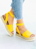 Sandales plates femmes sandales en cuir Synthétique à bout ouvert jaune