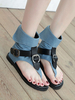 Sandales plates gladiateur bleu Toe bout carré Boucle avant Synthétique Flat Sandales plates pour femmes