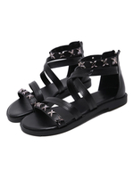Sandales plates gladiateur Détails en métal Chaussures pour femmes pour la plage