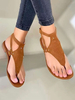 Sandales plates marron café femme en cuir PU