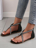 Sandales plates noir en PU pailletes Sandales confortables
