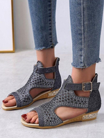 Sandales plates noires pour femme découpées en microfibre plate chic sandales dété à bout ouvert
