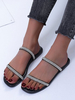 Sandales plates noires Wor Women Open Toe Talon plat Slip-On Summer Slipper