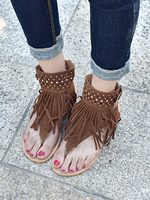 Sandales plates pour femme Chic Fringe Flat Terry Glands Appartements pour femmes