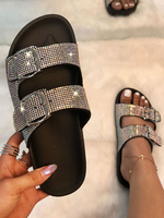 Sandales Plates pour Femme Strass PVC Upper Classic