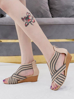 Sandales plates pour femmes à bout ouvert talon compensé en cuir PU sandales dété chic abricot