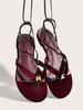 Sandales plates pour femmes Bourgogne Chic Chic Cuir Lacets Up Daily Casual Gladiator Chaussures
