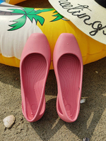 Sandales plates pour femmes découpées en résine à bout fermé Slingback rose sabots chaussures