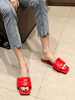 Sandales plates pour femmes en cuir Synthétique