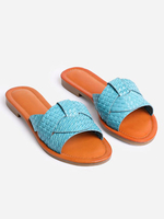 Sandales plates pour femmes en cuir Synthétique plat décontracté en caoutchouc portable à enfiler sur des pantoufles