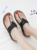 Sandales plates pour femmes en cuir Synthétique Tongs décontractées