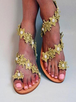 Sandales plates pour femmes en dentelle plate en cuir PU Chic sans lacet bout ouvert en cuir PU vert sandales dété