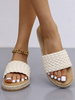 Sandales plates pour femmes Pantoufle abricot en cuir PU plat chic