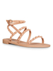Sandales plates pour femmes rivets en cuir PU couleur chair sandales dété