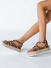 Sandales plates pour femmes Sandales en cuir PU à bout ouvert chic