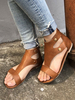 Sandales plates pour femmes Sandales en cuir PU à bout ouvert chic
