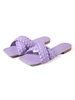 Sandales plates pour femmes Sandales en cuir PU à bout ouvert tissé chic