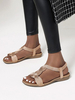 Sandales plates pour les femmes Flat Polyester Casual T-Strap Sandales plates pour femmes