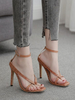 Sandales pour femmes Café Marron Synthétique Cuir Talon aiguille Strap cheville Sandale Chaussures