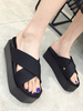 Sandales pour femmes Pantoufles Sandales à bout rond Sandales plates Sandales pour femmes noires