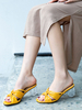 Sandales pour femmes Sandales à talons de forme spéciale Sandales chic à bout ouvert Sandales jaunes