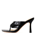 Sandales pour femmes sandales à talons hauts en cuir Synthétique tongs tissées nouées noires