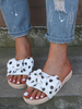 Sandales pour femmes Slides White Open Toe Polka Dot Bow Slip On Sandales plates
