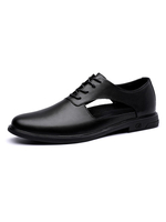Sandales pour hommes à enfiler en cuir de vachette semelle en caoutchouc noir talons plats