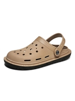 Sandales pour hommes sans lacet en cuir PU semelle EVA bas-hauts bout rond décontracté kaki sabots chaussures