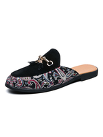 Sandales pour hommes Slip-On Artwork Détails en métal Synthétique Cuir Semelle en caoutchouc Mules pour hommes