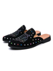 Sandales pour hommes Slip-On Artwork Paillettes cloutées Synthétique Cuir Semelle en caoutchouc pour hommes Mules dété pour hommes